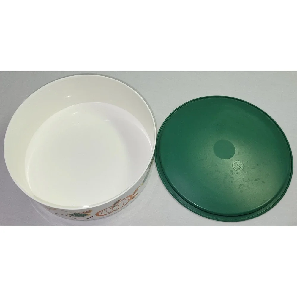 Tupperware Storage Canister Harvest Pumpkin Gourd White Green 9in Round
